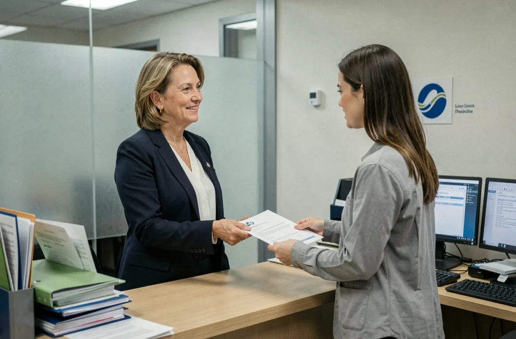Responsable d'une coopérative de service à la personne remettant un contrat à une professionnelle indépendante lors d'une adhésion