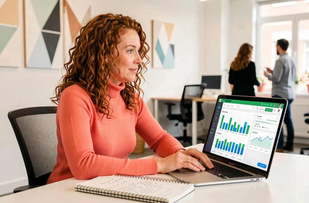 Stratège en marketing digital de l'agence Promoovoir analysant les performances d'un site web sur un tableau de bord analytique