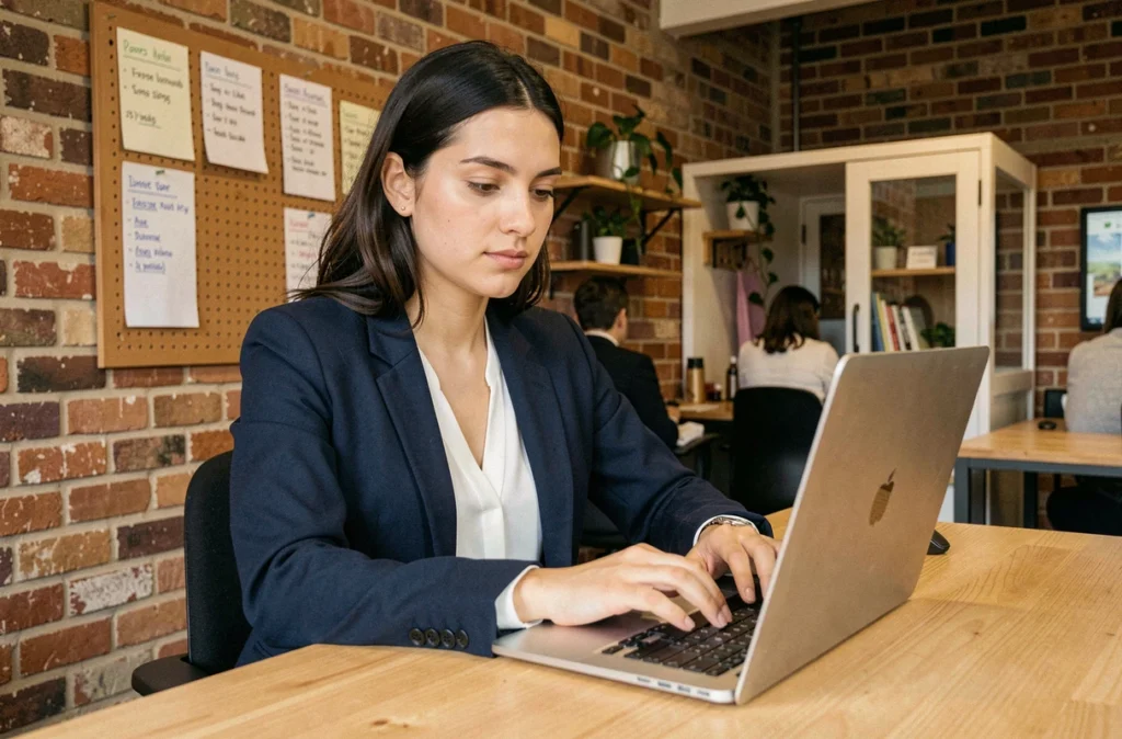 Jeune femme professionnelle travaillant dans un espace de coworking à Noisy-le-Grand