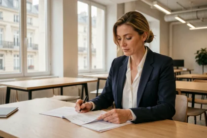 Femme professionnelle en portage salarial travaillant dans un espace de coworking à Amiens